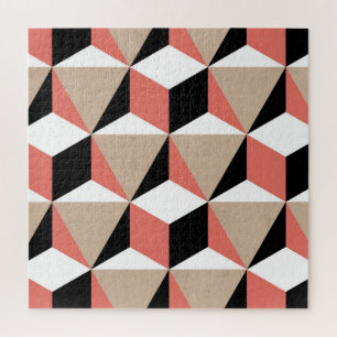 Geometrisches Schwarz-Weiß-Korallenmuster. Puzzle