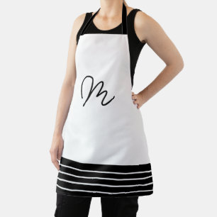 Geometrisches Schwarz-Weiß-Monogramm Schürze