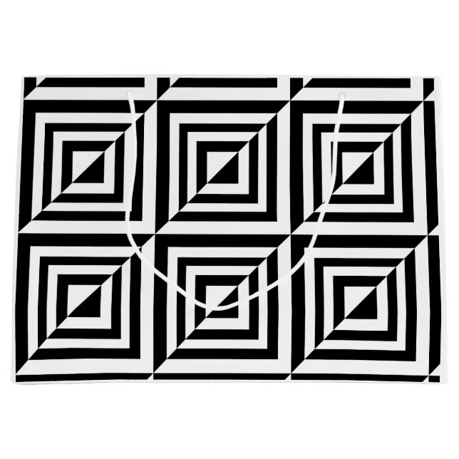 Geometrisches Schwarz-Weiß-Muster Große Geschenktüte (Vorderseite)