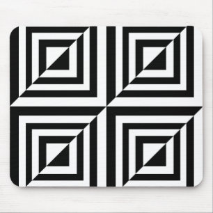 Geometrisches Schwarz-Weiß-Muster Mousepad