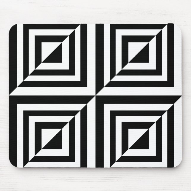 Geometrisches Schwarz-Weiß-Muster Mousepad (Vorne)