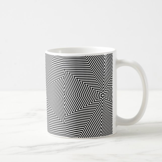 Geometrisches Schwarz-weiß Stripe Muster Kaffeetee Kaffeetasse (Rechts)
