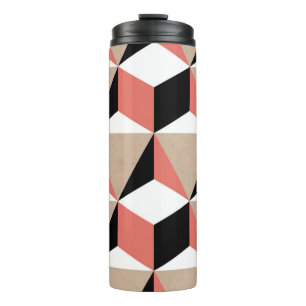 Geometrisches Schwarz-weißes Korallenmuster. Thermosbecher