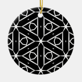 Geometrisches Schwarz-weißes und Silver Geometrism Keramik Ornament