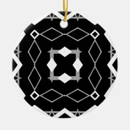 Geometrisches Schwarz-weißes und Silver Geometrism Keramik Ornament