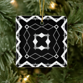 Geometrisches Schwarz-weißes und Silver Geometrism Keramikornament