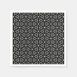 Geometrisches Schwarz-weißes und Silver Geometrism Serviette