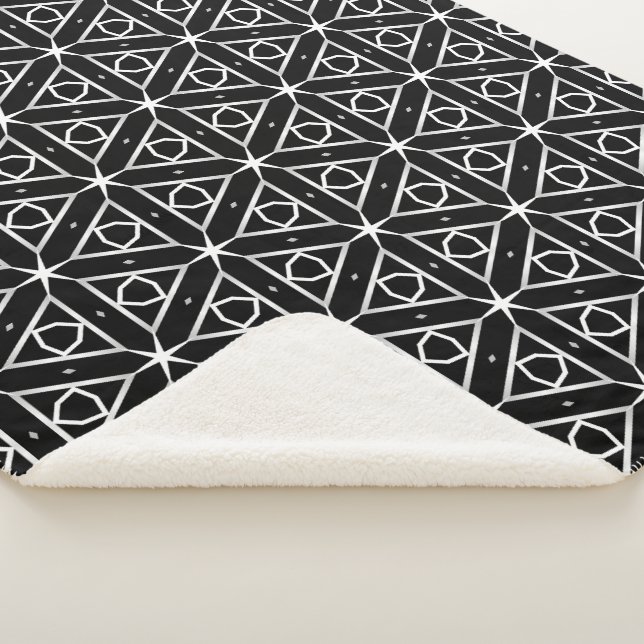 Geometrisches Schwarz-weißes und Silver Geometrism Sherpadecke (3/4)