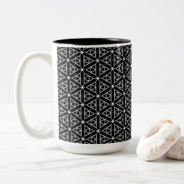 Geometrisches Schwarz-weißes und Silver Geometrism Zweifarbige Tasse