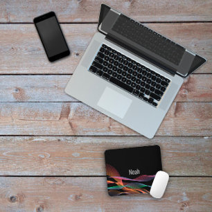 Geometrisches schwarzes Muster Waves Mauspad