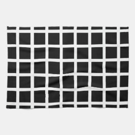 Geometrisches schwarzes Quadrat-Muster Geschirrtuch