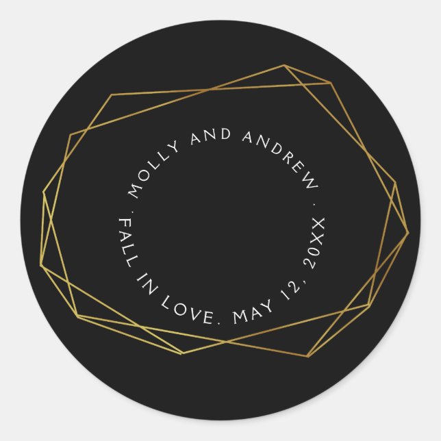 geometrisches schwarzes STICKER Party/Hochzeitgold (Vorderseite)