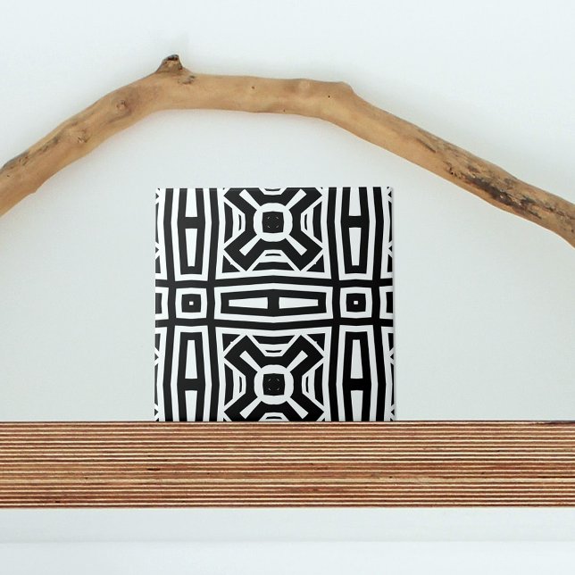 Geometrisches Schwarzweiß-Abstraktes Op Art Muster Fliese (Von Creator hochgeladen)