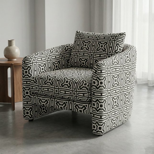 Geometrisches Schwarzweiß-Abstraktes Op Art Muster Stoff (Von Creator hochgeladen)