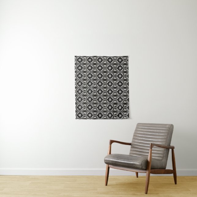 Geometrisches Schwarzweißdesign Wandteppich (Beispiel)