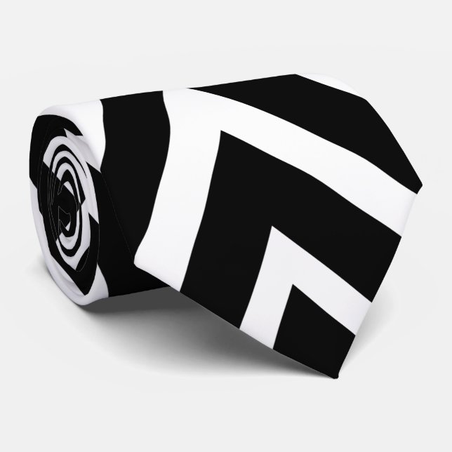 Geometrisches Schwarzweißmuster Krawatte (Gerollt)