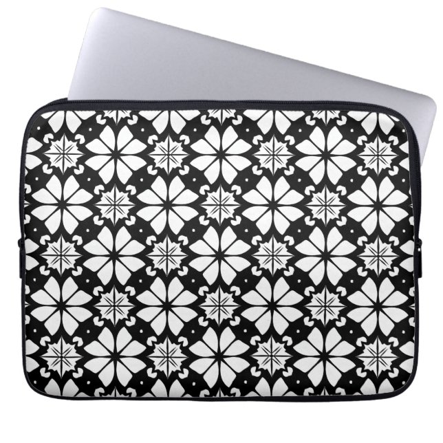 geometrisches Schwarzweißmuster Laptopschutzhülle (Vorderseite)