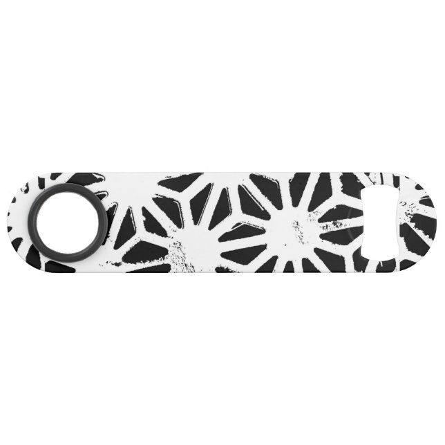 geometrisches Schwarzweißmuster Speed Flaschenöffner (Vorderseite (Horizontal))