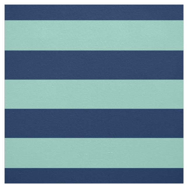 Geometrisches Seafoam Grün und Marine-Streifen Stoff (Muster)