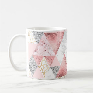 Geometrisches, silbernes Dreieck aus Gold, Marmorm Kaffeetasse