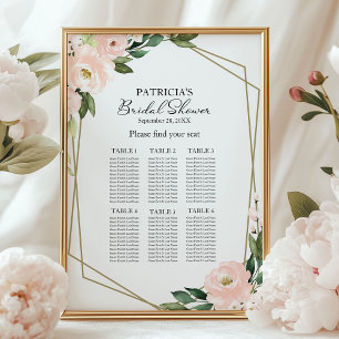 Geometrisches Sitzdiagramm für rosa Brautpartys Poster