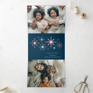 Geometrisches Snowflake Holiday Greeting Dreifach Gefaltete Urlaubskarte
