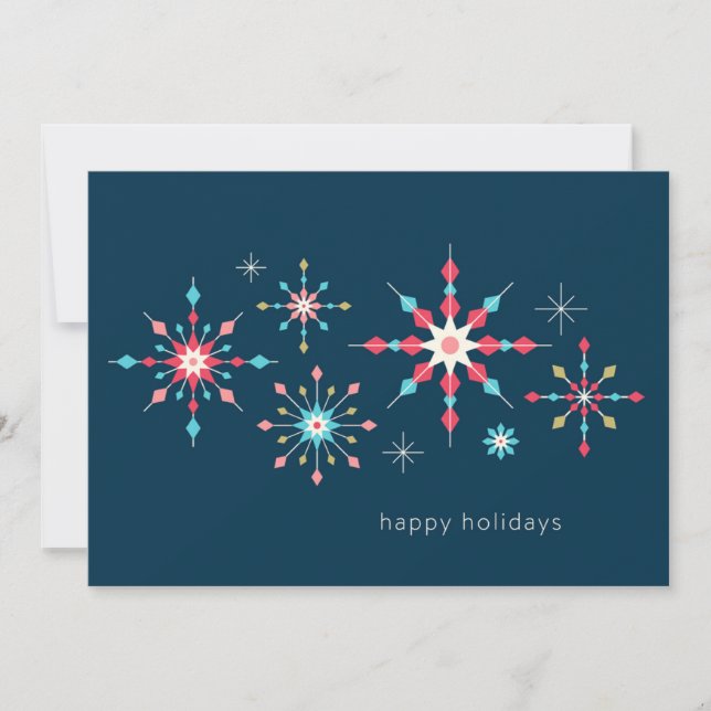 Geometrisches Snowflake Holiday Greeting Feiertagskarte (Vorderseite)