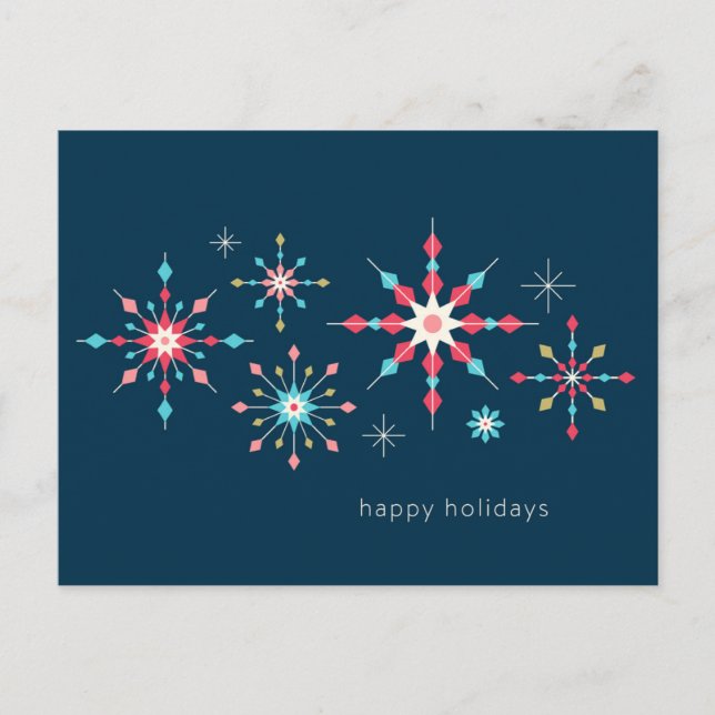 Geometrisches Snowflake Holiday Greeting Feiertagspostkarte (Vorderseite)