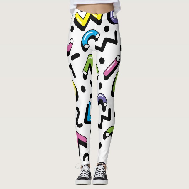 Geometrisches Spiel: Muster der Doodle-Formen Leggings (Vorderseite)