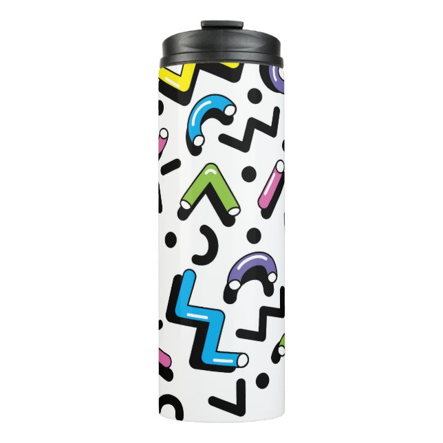 Geometrisches Spiel: Muster der Doodle-Formen Thermosbecher (Vorderseite)