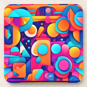 Geometrisches Spielfeld im farbenfrohen Chaos Getränkeuntersetzer