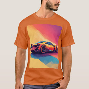 Geometrisches Sportauto Fettes Farbdessin T-Shirt
