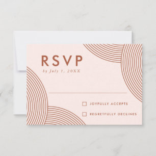 Geometrisches Spulen und Terracotta bei Hochzeit RSVP Karte