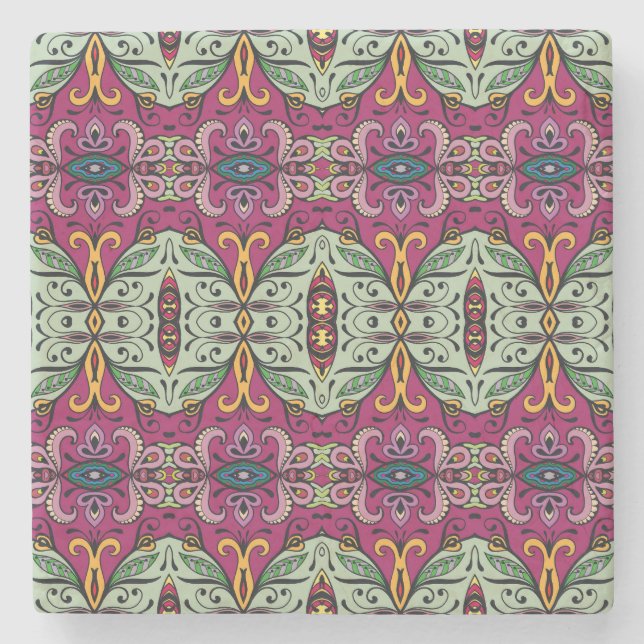 Geometrisches Stammbaum Ethnic Doodle Steinuntersetzer (Vorderseite)