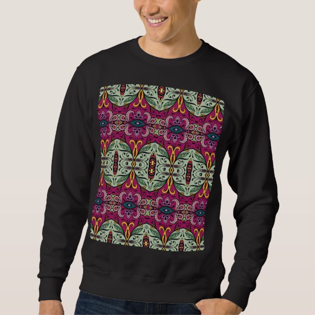 Geometrisches Stammbaum Ethnic Doodle Sweatshirt (Vorderseite)