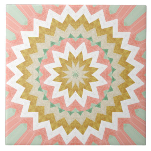 Geometrisches Sternenexplosionsmuster Boho Mandala Fliese