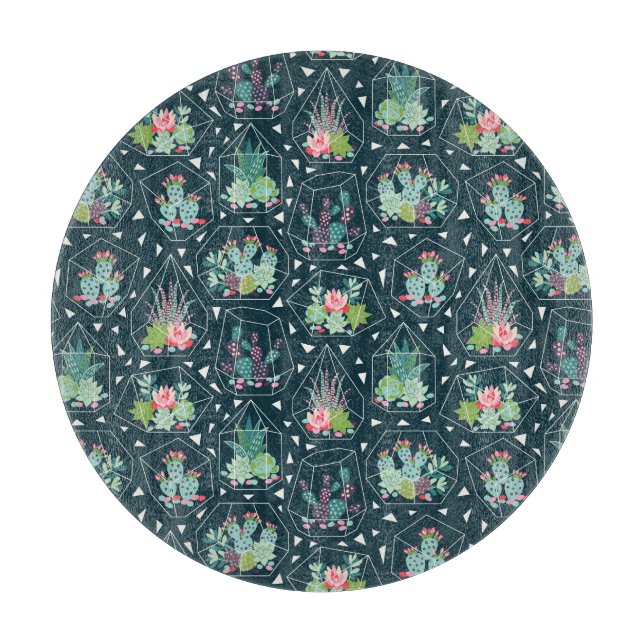 Geometrisches Succulents-Muster Schneidebrett (Vorderseite)