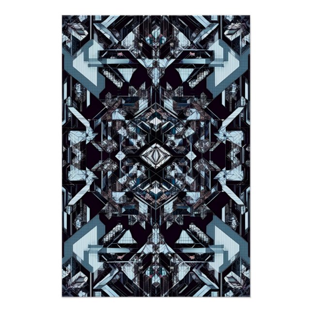 Geometrisches Tech Grid: Cybernetic Blueprint MK-1 Poster (Vorderseite)