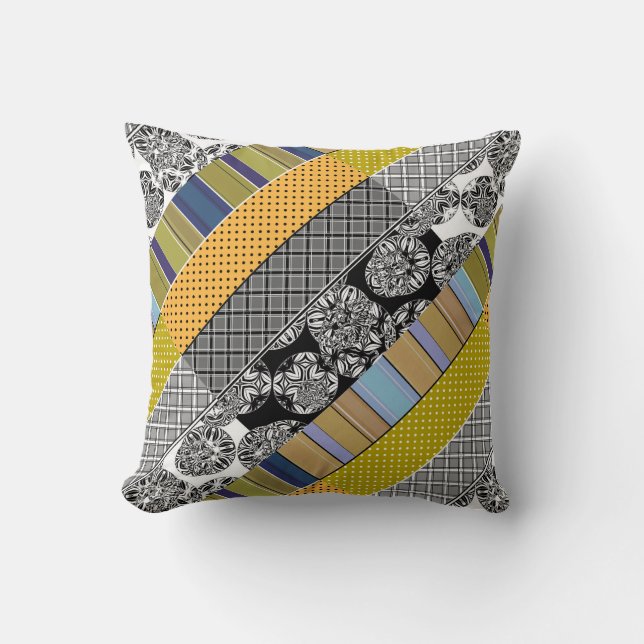 Geometrisches Throw-Kissen, Patchwork Kissen (Vorderseite)