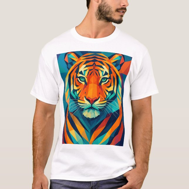 Geometrisches Tigerhemd T-Shirt (Vorderseite)