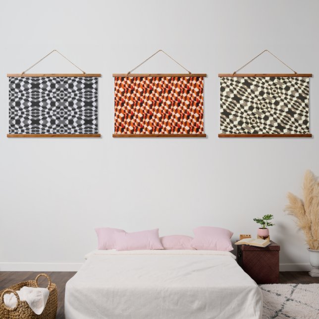 Geometrisches traditionelles Alpaca-Abstraktes Mus Wandteppich Mit Holzrahmen (Schlafzimmer)