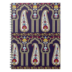Geometrisches, traditionelles Paisleymuster mit Ra Notizblock