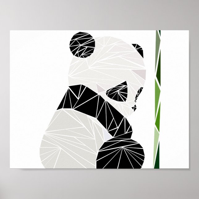 Geometrisches trauriges Panda Poster (Vorne)