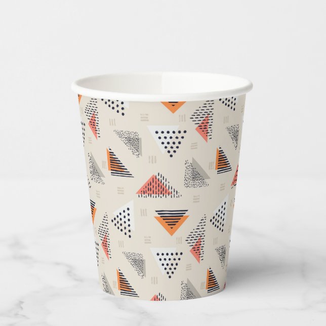 Geometrisches Triangle-Handgezeichnetes Muster Pappbecher (Links)