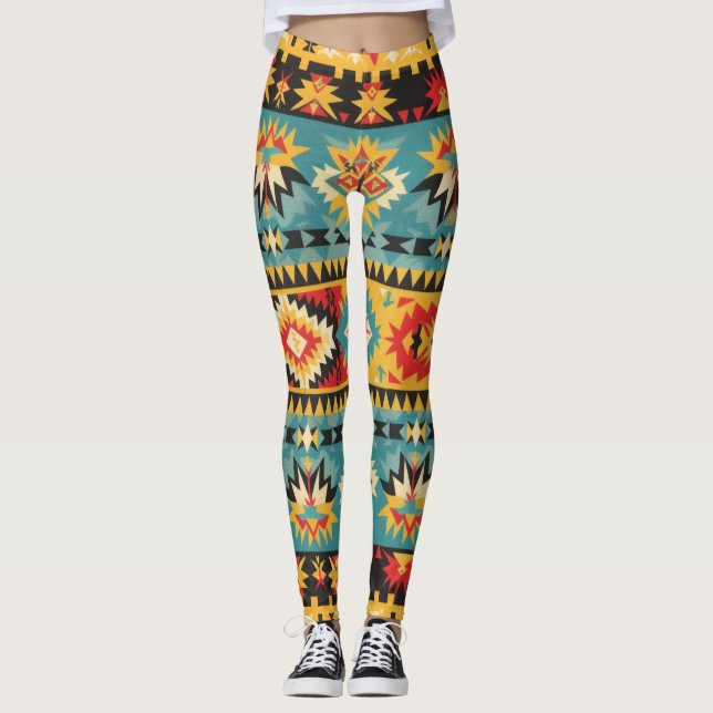 Geometrisches Tribal Leggings (Vorderseite)