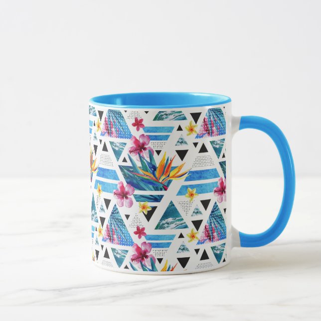 Geometrisches tropisches Blumen-Muster Tasse (Rechts)