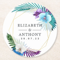 Geometrisches tropisches Orchids Beach Hochzeit