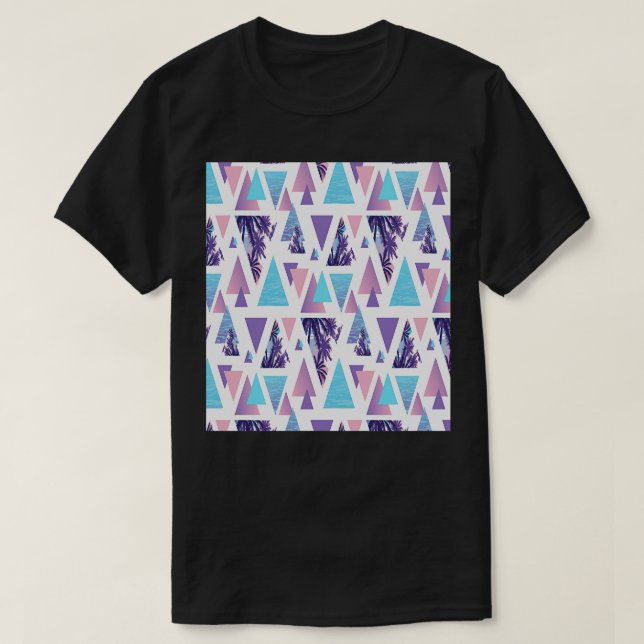 Geometrisches tropisches Palmenbaummuster T-Shirt (Design vorne)