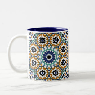 Geometrisches türkisches Blau- und Braundesign Zweifarbige Tasse