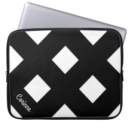 Geometrisches Überqueren schwarzer Linien mit Name Laptopschutzhülle